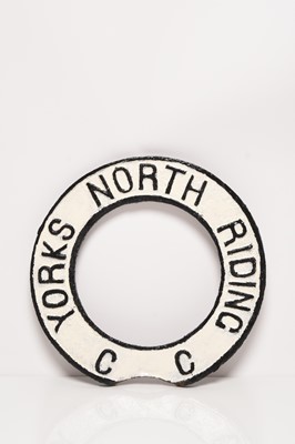 Lot 49 - A cast iron county road sign of Yorkshire interest