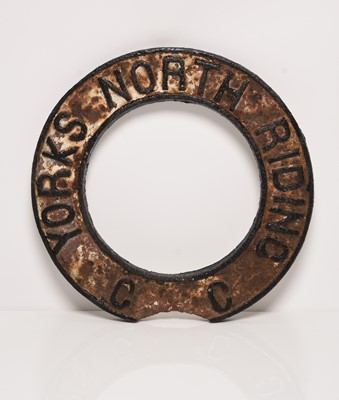 Lot 49 - A cast iron county road sign of Yorkshire interest