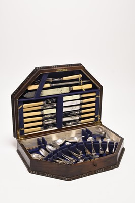 Lot 340 - An Art Deco Mappin and Webb canteen of silver plated cutlery