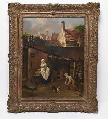 Lot 17 - Hendrick van der Burgh (Netherlandish 1769-1858) Courtyard Scene