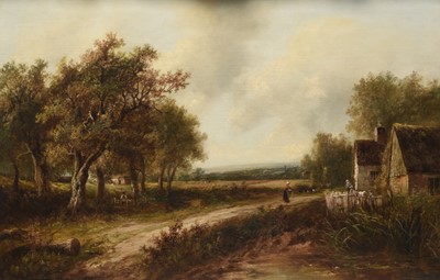 Lot 34 - Joseph Thors (1835-1920) Figures on a Country Track