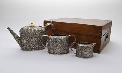Lot 46 - A Victorian Scottish three piece silver tea service