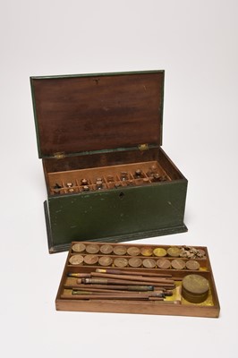 Lot 163 - A late 19th century wood artist paintbox