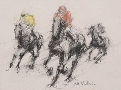 Lot 222 - Sue Malkin (British Contemporary) Racing Scene
