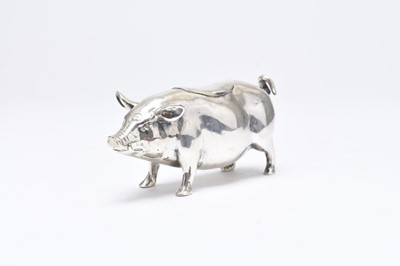 Lot 2 - A Victorian silver pig snuff box
