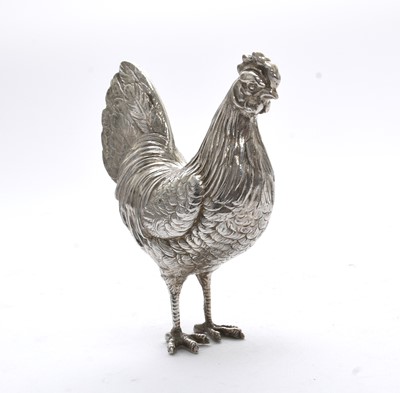 Lot 38 - A silver model of a cockerel