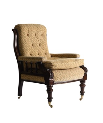 Lot 121 - A Victorian upholstered mahogany armchair