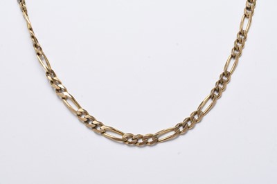Lot 300 - A 9ct gold figaro link chain necklace