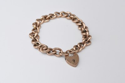 Lot 225 - A rose metal curb link bracelet