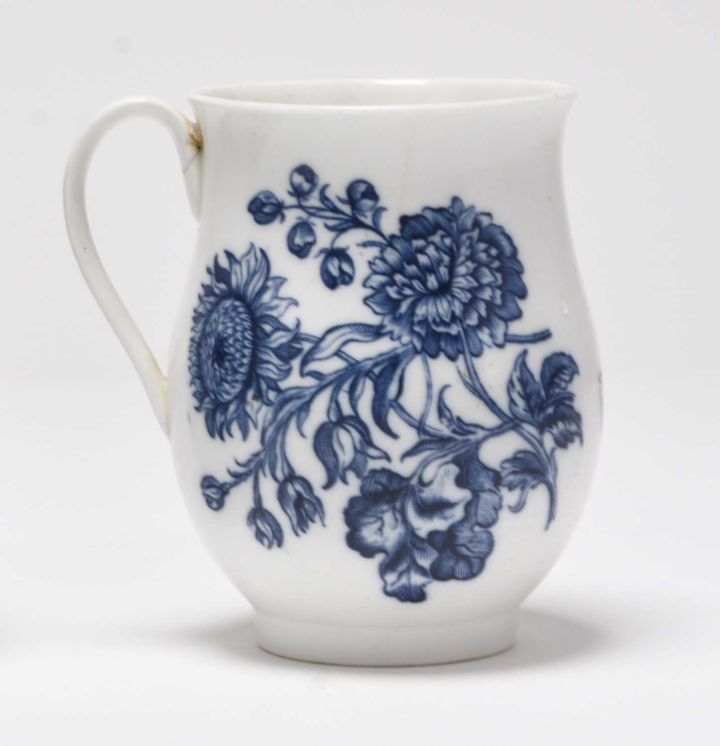 Lot 16 - A rare Caughley 'Natural Sprays' bell-shaped mug, circa 1775-80