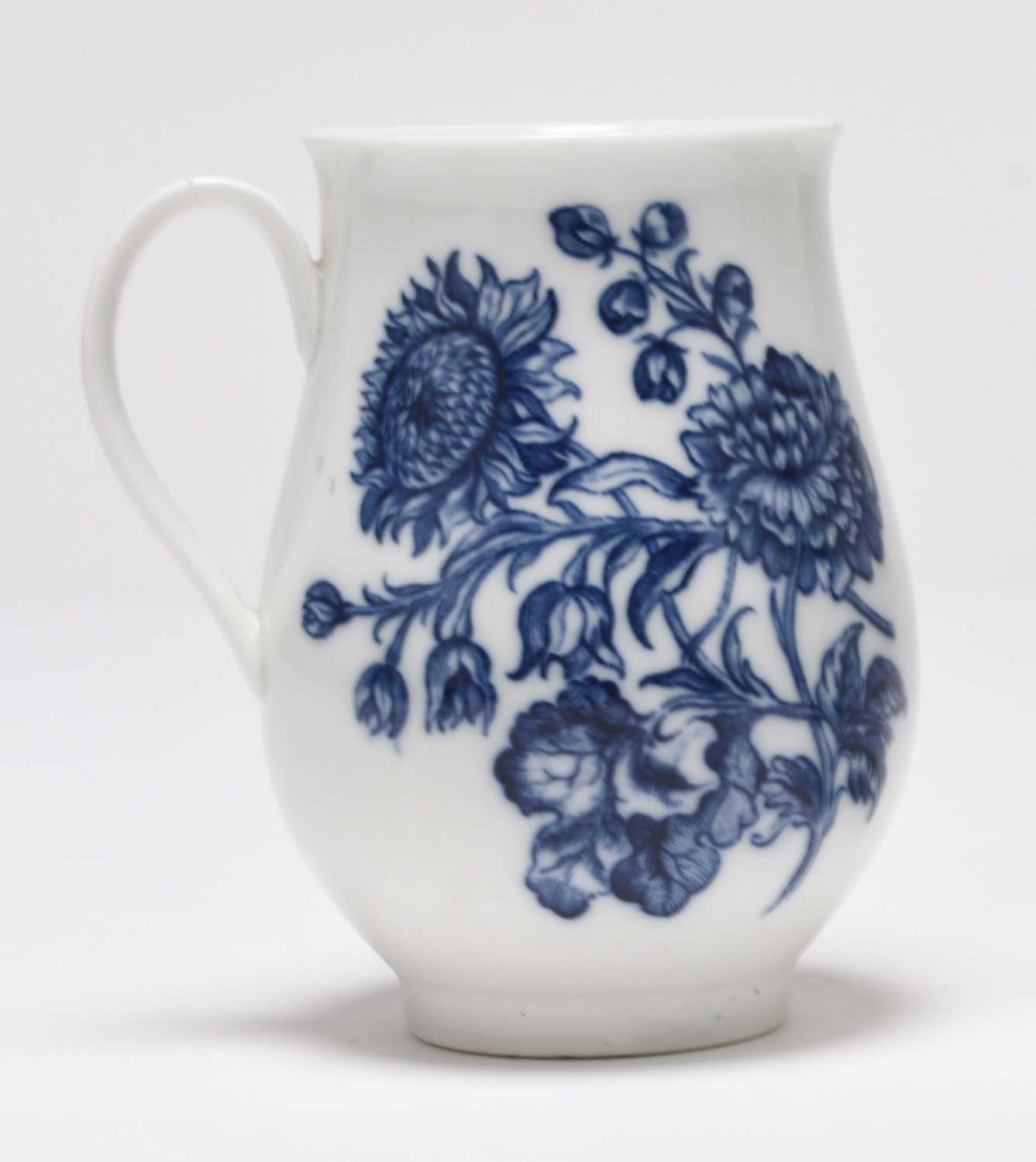 Lot 17 - A rare Caughley 'Natural Sprays' bell-shaped mug, circa 1775-85