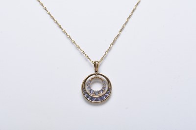 Lot 170 - A 9ct gold tanzanite pendant on chain