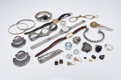 Lot 104 - A collection of silver and white metal jewellery and a collection of watches