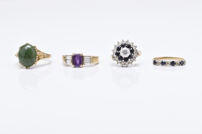 Lot 76 - Four 9ct gold stone set rings