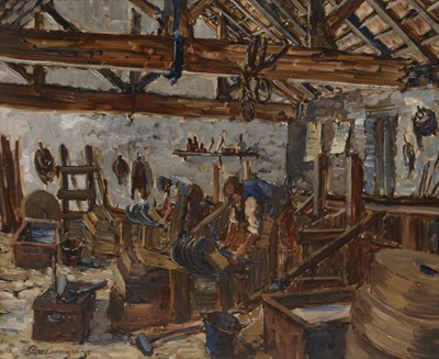 Lot 229 - George Cunningham (British 1924-1996) The Scythe Grinders