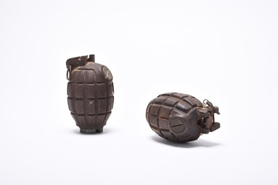Lot 197 - Two WW1 and WW2 'Mills' hand grenades, inert
