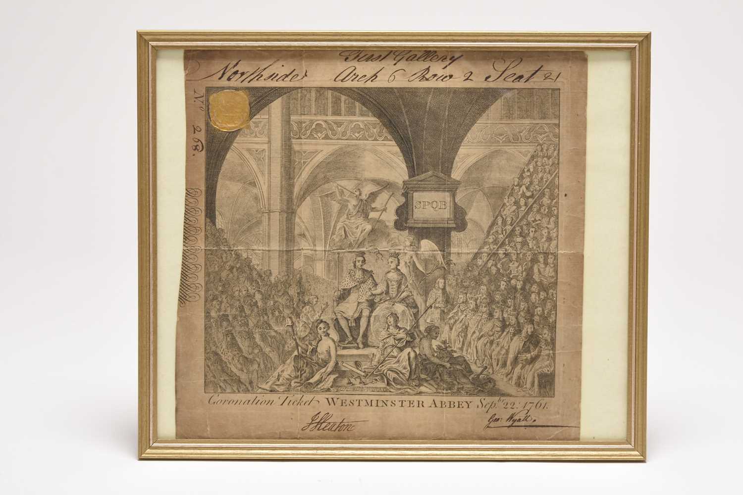 Lot 153 - TICKET FOR THE CORONATION OF GEORGE III