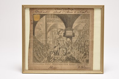 Lot TICKET FOR THE CORONATION OF GEORGE III