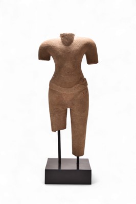 Lot 98 - Cambodia, Khmer, a sandstone torso probably of Vishnu