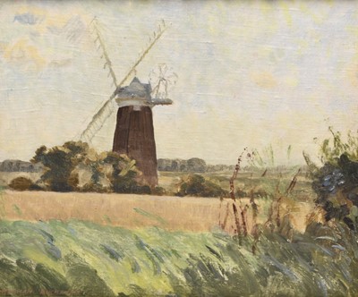 Lot 139 - Norman Alexander Buchanan (1910-2004) Norfolk Landscape with Windmill