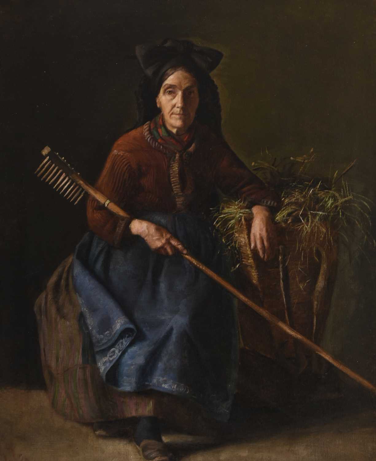 Lot 16 - Giovanni Battista Costa (Italian 1833-1893) A Peasant Woman