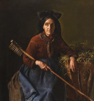 Lot 16 - Giovanni Battista Costa (Italian 1833-1893) A Peasant Woman