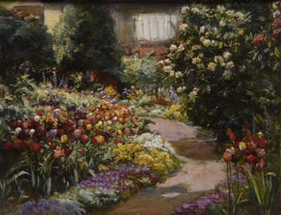 Lot 324 - Frank Dickson (1862-1936) The Tulip Walk at Parkside, Farquhar Road, Norwood