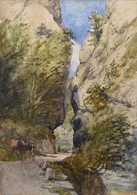 Lot 106 - Attributed to David Hall McKewan (1817-1873) A Track through a Mountainous Gorge