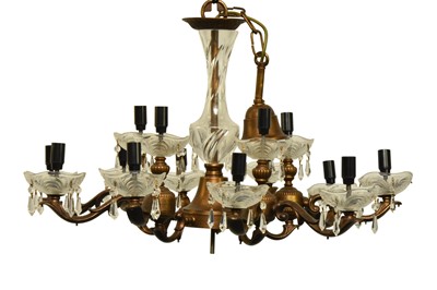 Lot 301 - A gilt metal and cut-glass chandelier