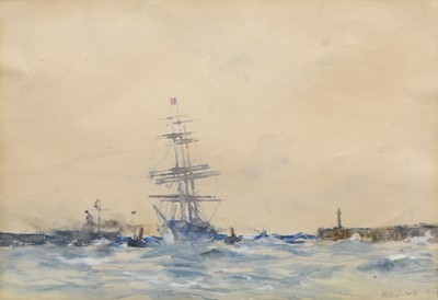 Lot 197 - Arthur John Trevor Briscoe (1873-1943), Leaving Dunkirk Harbour