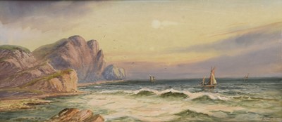 Lot 8 - Edwin Earp (1851-1945) Sailing boats off coastal cliffs