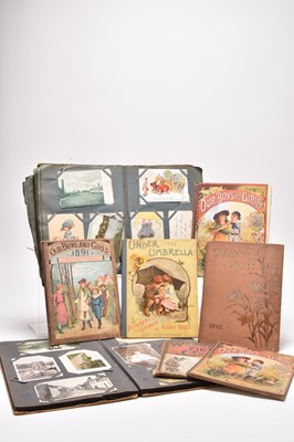 Lot 77 - Two early 20th century postcard albums and various Victorian children's books