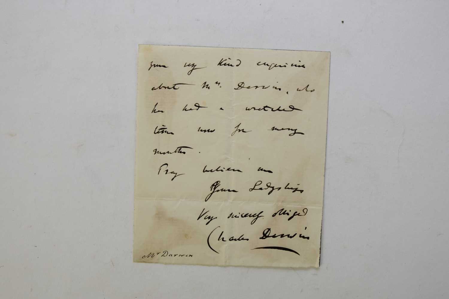 Lot 151 - DARWIN, Charles (1809-1882) Naturalist and Author, part of an autograph letter