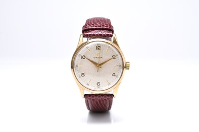 Lot 345 - Omega: A gentleman's 9ct gold wristwatch