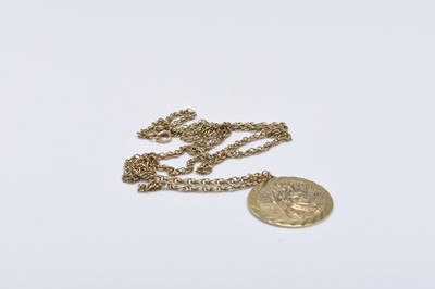 Lot 127 - A 9ct gold St Christophers pendant on chain