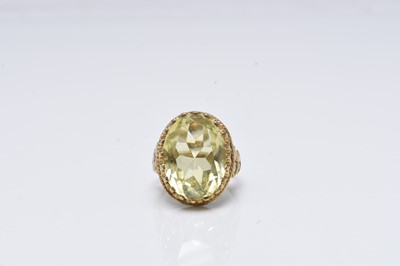 Lot 208 - A 9ct gold citrine ring