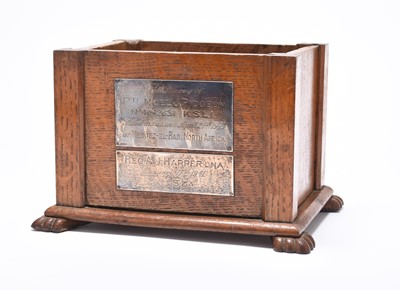 Lot 204 - An oak box with two WW2 memorial plaques