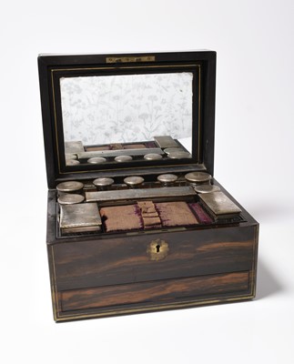 Lot 60 - A Victorian coromandel and silver-mounted dressing case