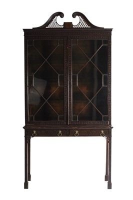 Lot 118 - A Chippendale style mahogany glazed bookcase on stand