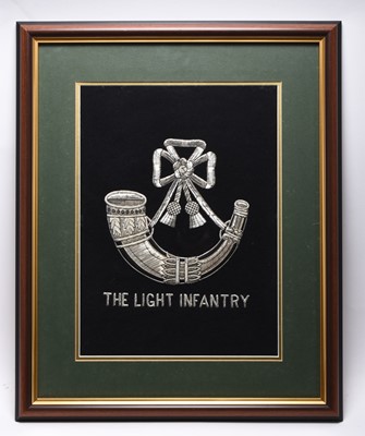 Lot 208 - Light Infantry wirework crest, KSLI photographs and a print