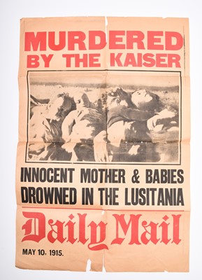 Lot 242 - WW1 Sinking of RMS Lusitania poster