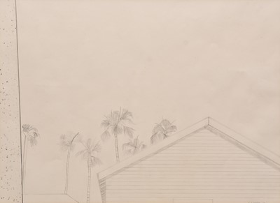 Lot 64 - Norman Stevens (1937-1988) Palm trees and clapboard house
