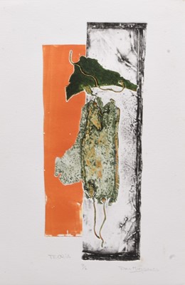 Lot 319 - Teoria, abstract in Orange, Black and Green