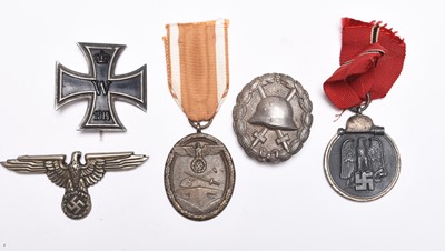 Lot 280 - WW1 German Iron Cross 1st class with German silver wound badge and others