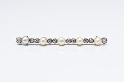 Lot 305 - An early 20th century old cut diamond and untested pearl bar brooch