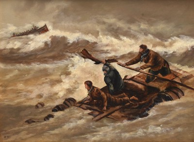 Lot 3 - Shipwreck Salvage (19th century), initialled B H bottom left