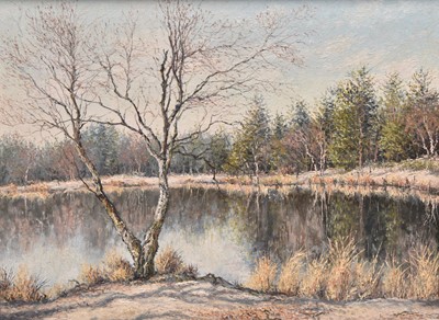 Lot 106 - Mervyn Goode (British, 1948-) A Surrey Pond, The Moat, Near Tilford, Surrey