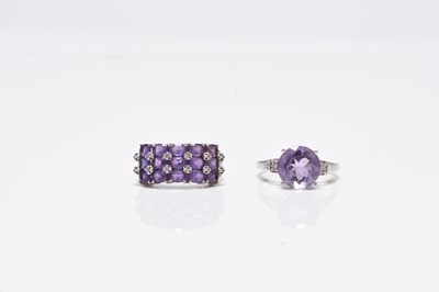 Lot 301 - Two 9ct white gold amethyst rings
