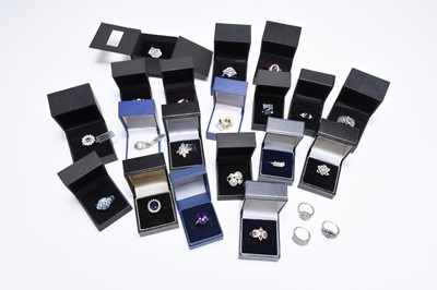 Lot 293 - A collection of twenty-five silver stone set rings