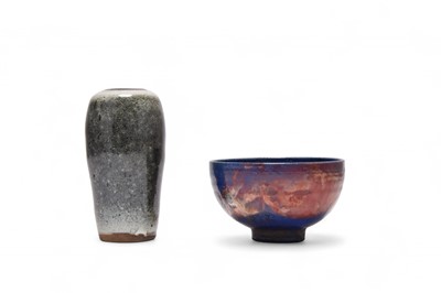 Lot 79 - A Raku tea bowl, seal of potter Kieko Hasegawa, and a Takatori tea jar